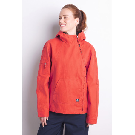 Veste coupe-vent femme en toile orange vif | Mousqueton