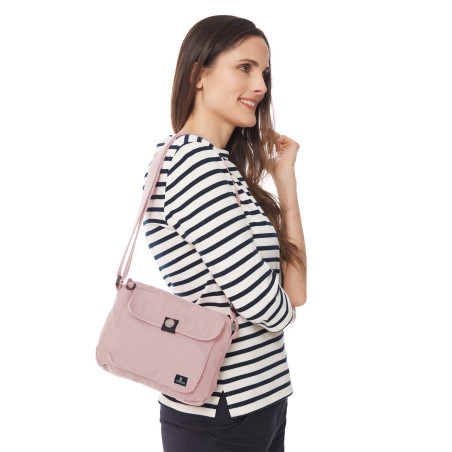 Pale mauve zippered bag and adjustable shoulder strap | Mousqueton