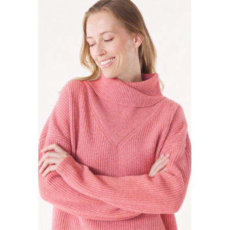 Women's peony pink oversized wool sweater | Mousqueton