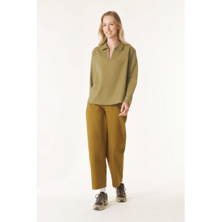 Solid-color moss green flannel shirt | Mousqueton