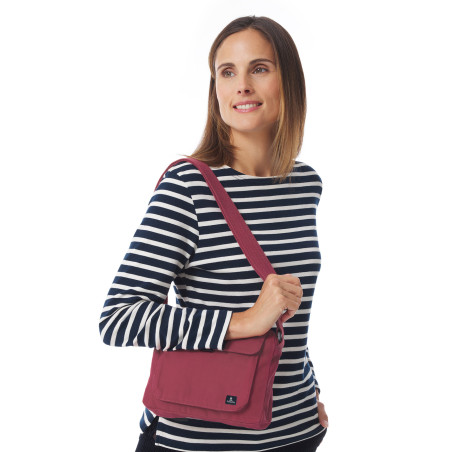 Brick red zippered bag and adjustable shoulder strap | Mousqueton