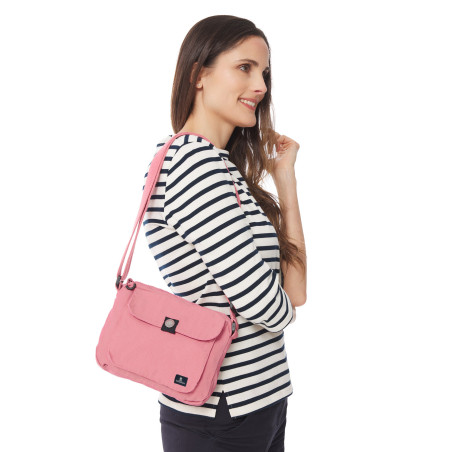 Peony pink zippered bag and adjustable shoulder strap | Mousqueton