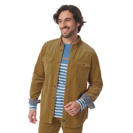 Surchemise homme en velours côtelé marron bronze | Mousqueton