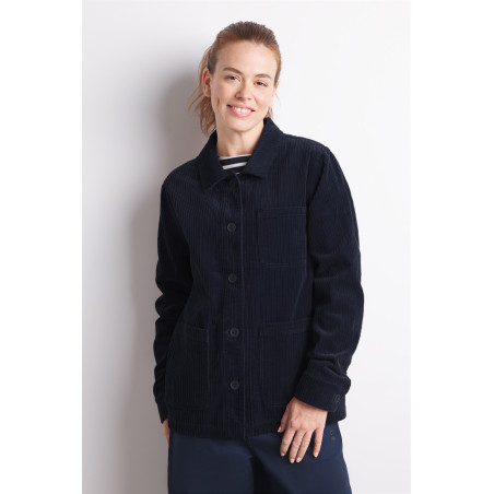 Veste chemise pour femme en velours bleu marine | Mousqueton