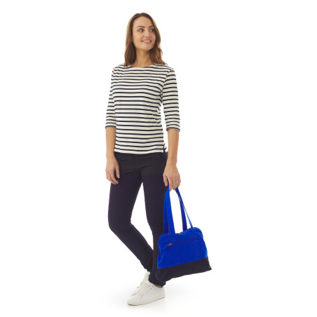 Sac bicolore en toile bleu cobalt | Mousqueton