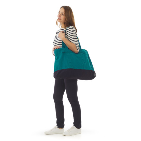 Sac bicolore en toile vert émeraude | Mousqueton