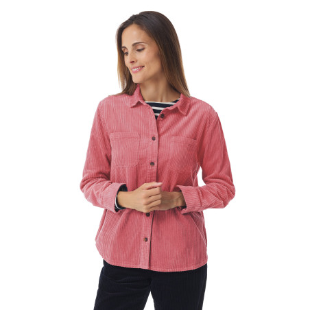 Surchemise femme en velours côtelé rose pivoine | Mousqueton