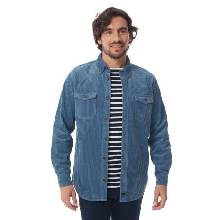 Surchemise homme en velours côtelé gris bleuté | Mousqueton