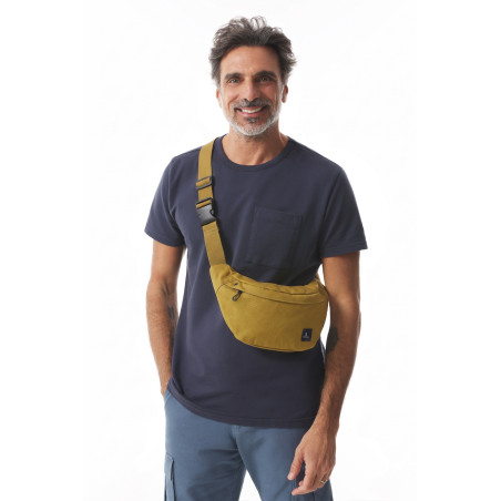 Petit sac banane en toile marron bronze | Mousqueton