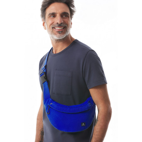 Petit sac banane en toile bleu cobalt | Mousqueton