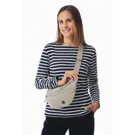 Petit sac banane en toile gris pierre | Mousqueton