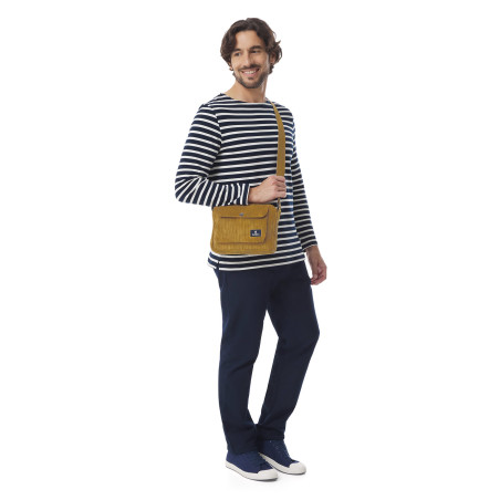 Corduroy bronze brown shoulder bag | Mousqueton
