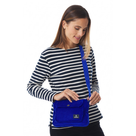 Corduroy cobalt blue shoulder bag | Mousqueton