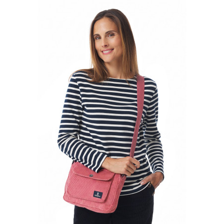 Corduroy peony pink shoulder bag | Mousqueton