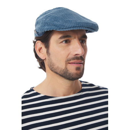 Casquette plate en velours côtelé gris bleuté | Mousqueton