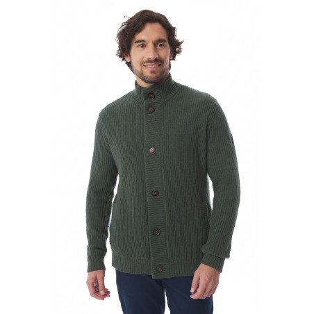 Men's forest green wool cardigan | Mousqueton
