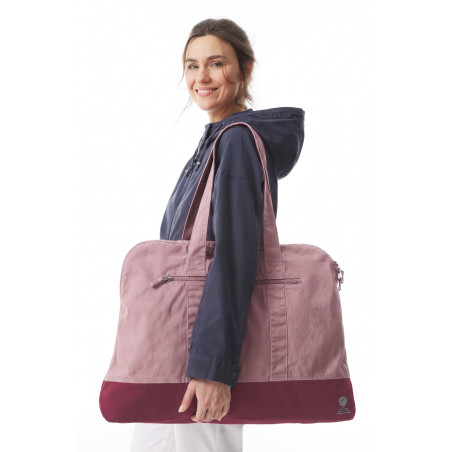 Sac bicolore en toile mauve pâle | Mousqueton