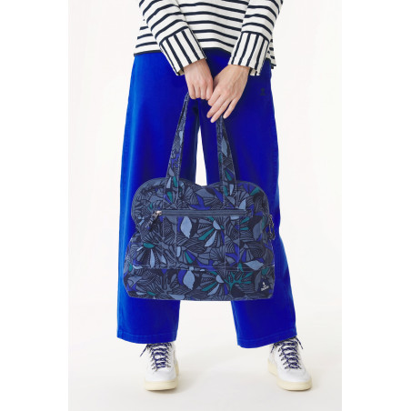 Cobalt blue patterned canvas bag | Mousqueton