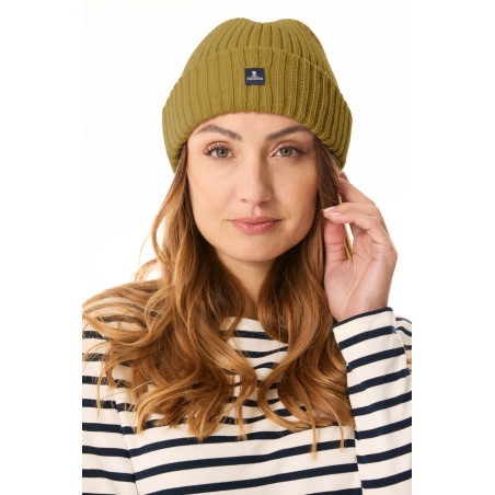 Bonnet côtelé LOGONIG en laine marron bronze | Mousqueton