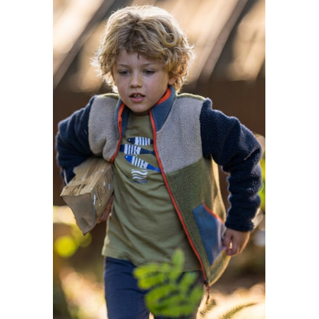 Children's sherpa vest with colored blocks | Mousqueton