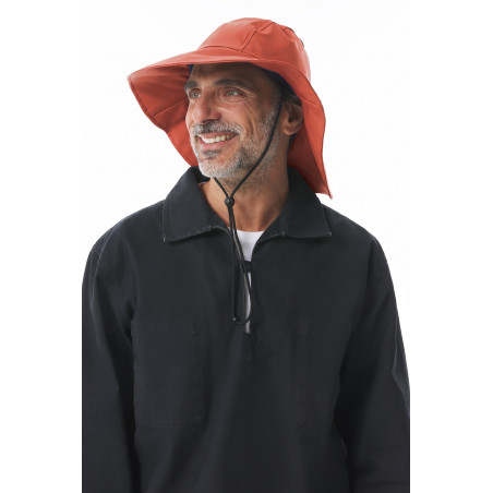 Chapeau cache nuque imperméable orange | Mousqueton
