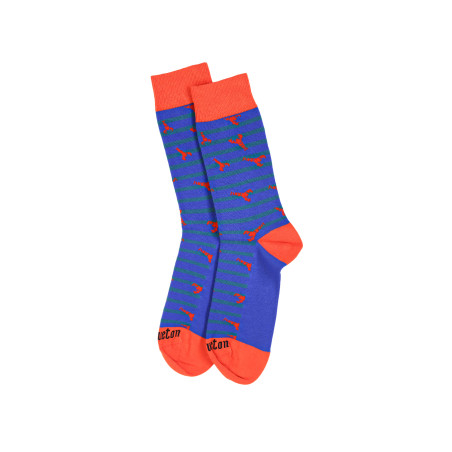 Chaussettes hautes rayées bleu cobalt à motifs homard | Mousqueton