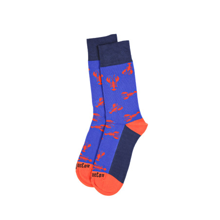 Chaussettes hautes LOER bleu cobalt à motifs homards | Mousqueton