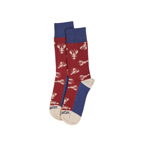 Chaussettes hautes LOER rouge brique à motifs homards | Mousqueton