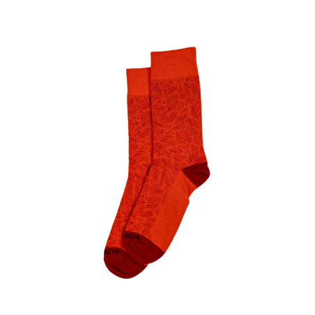 Chaussettes hautes LOER à motifs houle orange vif | Mousqueton