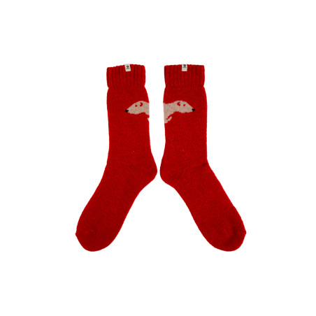 Chaussettes chaudes Antioche à motif hermine rouge | Mousqueton