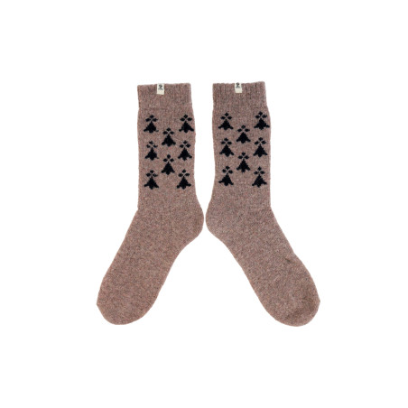 Chaussettes chaudes Antioche à petits motifs hermine beige | Mousqueton