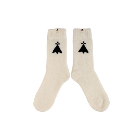 Chaussettes chaudes écru Antioche à motif hermine | Mousqueton