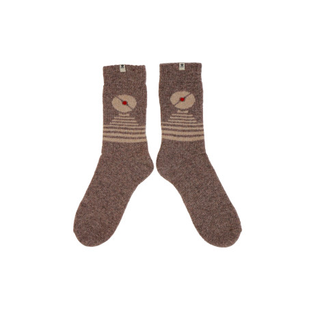 Chaussettes chaudes Antioche motif Mousqueton beige foncé | Mousqueton