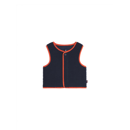 Gilet sherpa sans manche BERDER pour bébé bleu marine | Mousqueton