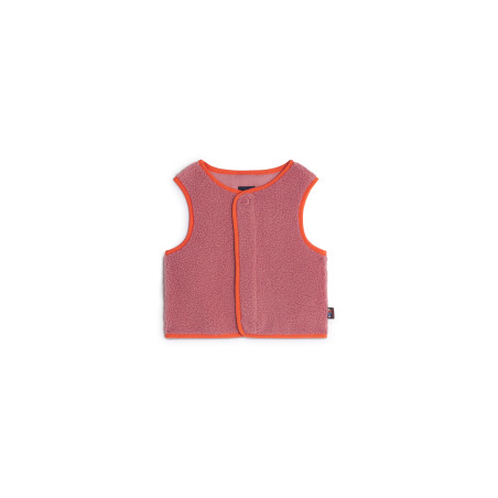 Gilet sherpa sans manche BERDER pour bébé rose pivoine | Mousqueton