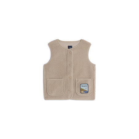 Gilet sans manches enfant ENEZ en sherpa beige gris | Mousqueton