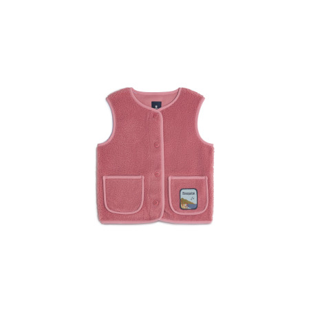 Gilet sans manches enfant ENEZ en sherpa rose pivoine | Mousqueton