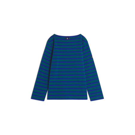 Marinière enfant MARIO vert émeraude et bleu cobalt | Mousqueton