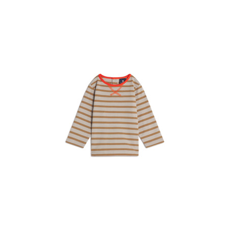 Marinière bébé IRUS gris beige et beige houblon | Mousqueton