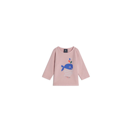 T-shirt bébé LANNIC manches longues coton bio mauve pâle | Mousqueton