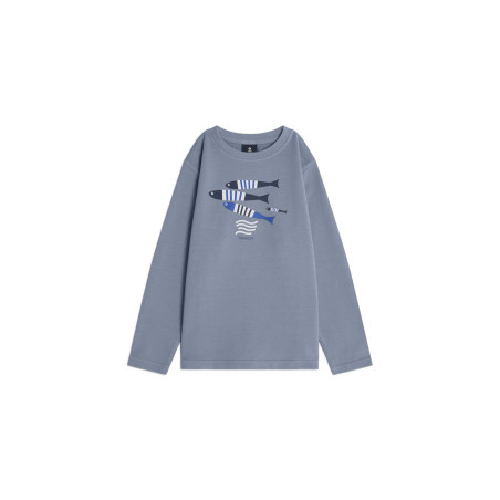 Mousqueton LOVEN Kids' Long-Sleeve Organic Cotton T-Shirt - Blue-Grey with Print