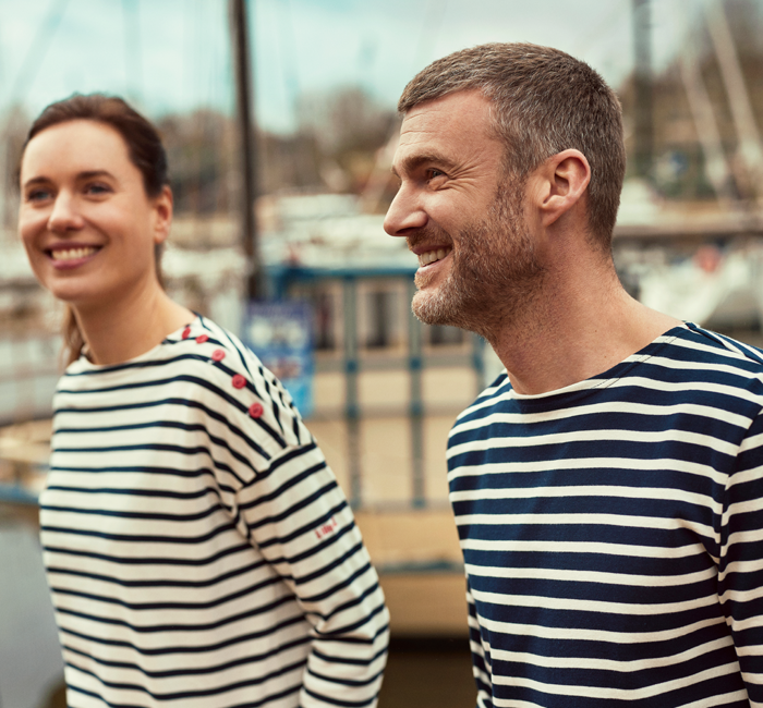 Navy blue and off-white Breton striped T-shirts Mousqueton