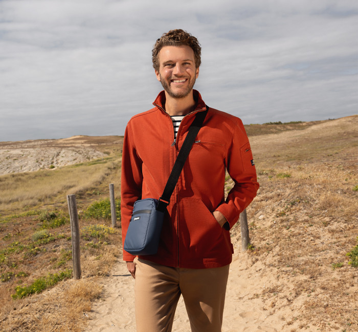 Man wearing new pieces from the Mousqueton brand