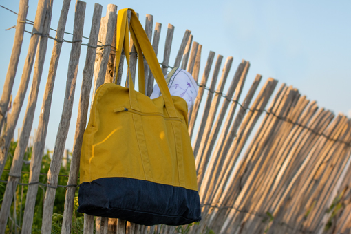 Sac en toile jaune pour la plage